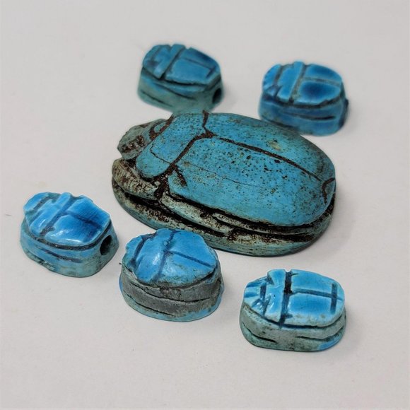 COPY - Vintage Scarab Beads Blue from Egypt - Picture 7 of 7